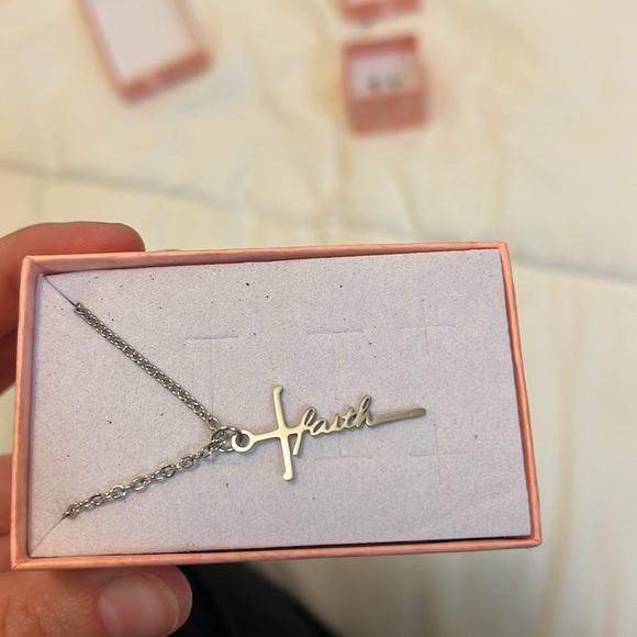 NWOT Silver cross necklace and earrings - Picture 3 of 5